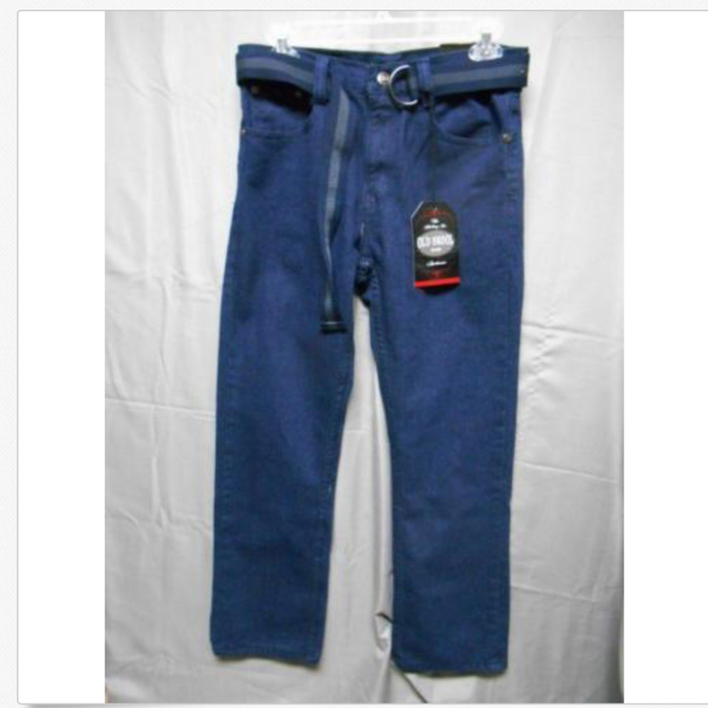 Old Skool dark blue jeans with belt boys size 12 - Picture 1 of 2